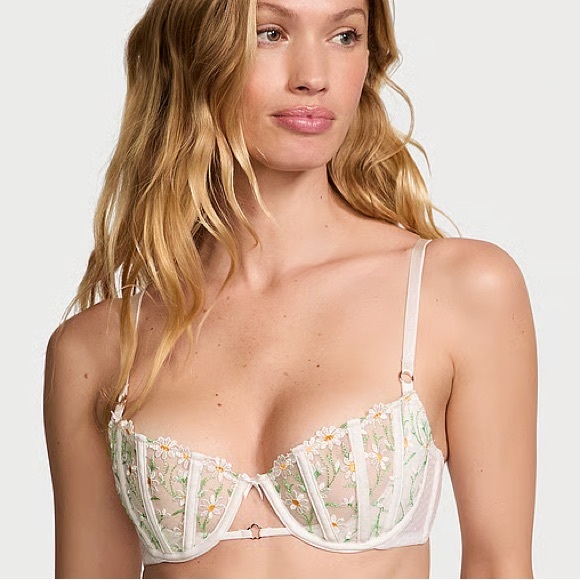 NWT Victoria’s Secret Wicked Daisy Chain Embroidery Corset Balconette Bra 38G - Picture 1 of 10